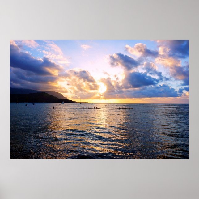 Outrigger Canoes Hanalei Bay Poster (Front)