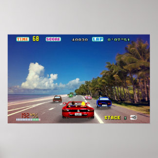 Outrun retro  Pixel art Poster