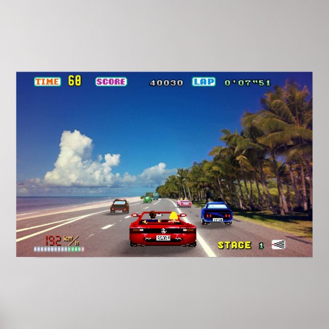 Outrun retro  Pixel art Poster (Front)