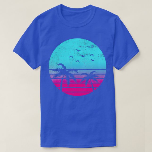Outrun Retro Sun With Palms T-Shirt (Design Front)