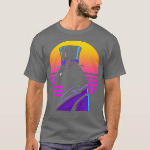 Outrun Steampunk Cat Synthwave Futurism T-Shirt