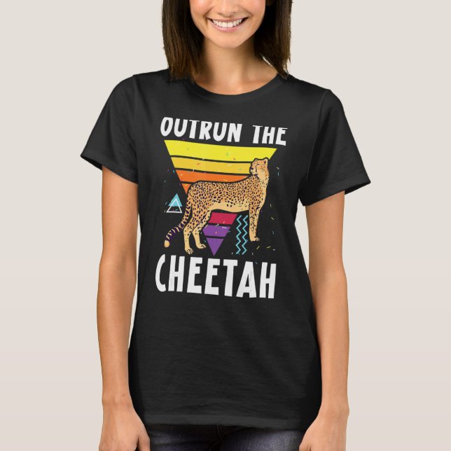 Outrun The Cheetah Wildlife Animal Zookeeper T-Shirt (Front)