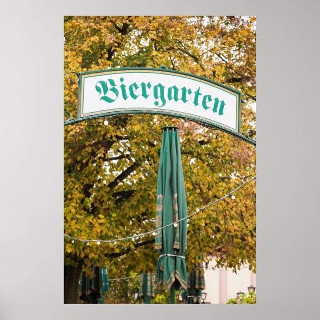 Outside Biergarten Sign, Germany Poster (Front)