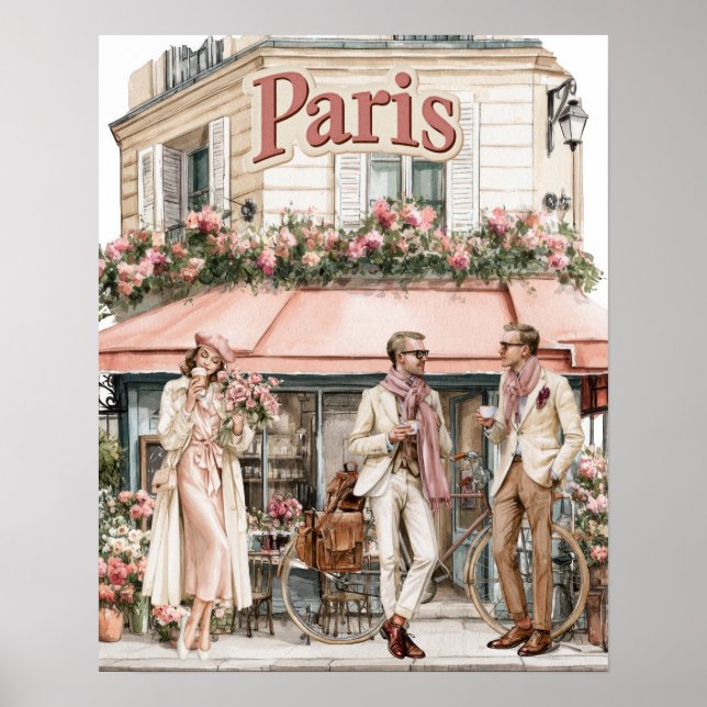 Outside Cafe in Paris Poster (Front)