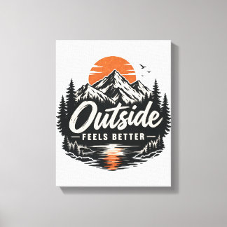 Outside Feels Better Mountain Nature Adventure Canvas Print