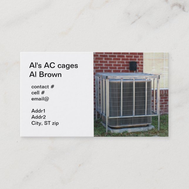 outside heat pump security cage business card (Front)