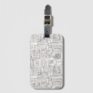 Outside The Box-Whimsical Black And White Ink Art Luggage Tag