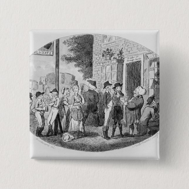 Outside the Old Hats Tavern 15 Cm Square Badge (Front)