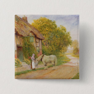 Outside the Village Inn 15 Cm Square Badge