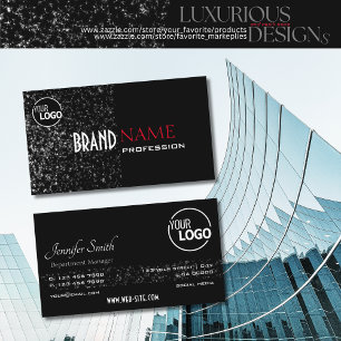 Outstanding Black with Glitter Stars Logo Quality Business Card