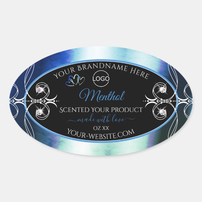 Outstanding Blue Teal Black Product Labels Logo (Front)