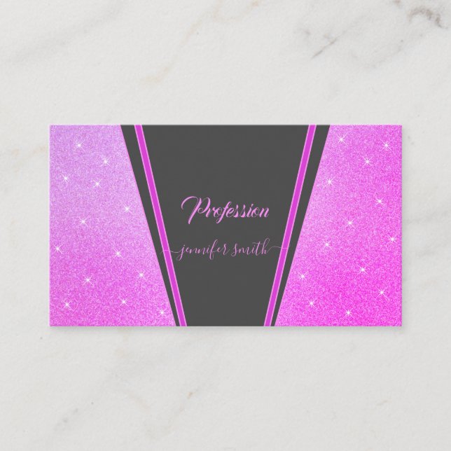 Outstanding Bright Purple Glitter Sparkle Stars Business Card (Front)