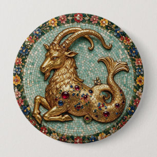 Outstanding Capricorn 3 D Gold Mosaic Style Ring 10 Cm Round Badge