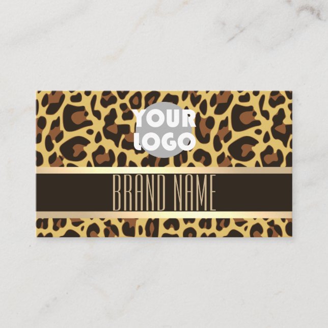 Outstanding Classic Leopard Pattern Brown Beige Business Card (Front)