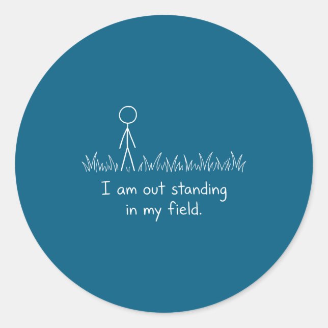 Outstanding Field Pun Stick Figure Classic Round Sticker (Front)