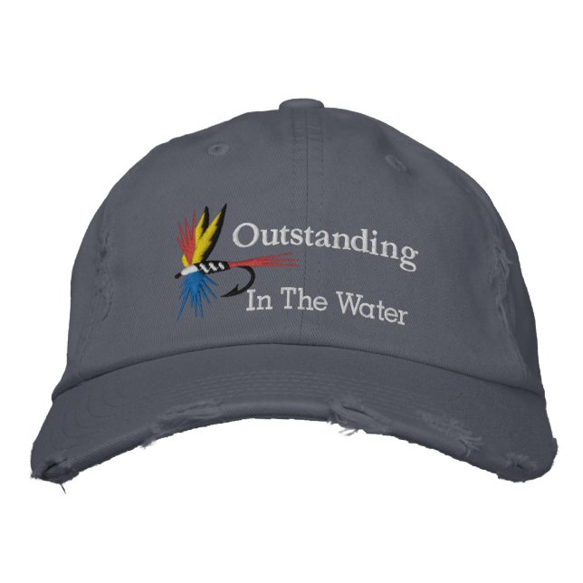 Outstanding in the Water Clever Flyfishing Embroidered Hat (Front)