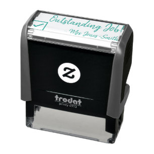 "Outstanding Job!" + Custom Teacher Name Self-inking Stamp