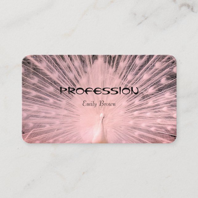 Outstanding Pink Peacock Feathers Professional Business Card (Front)