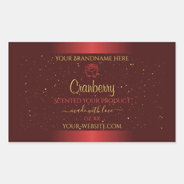 Outstanding Red Product Labels Gold Glitter Floral (Front)