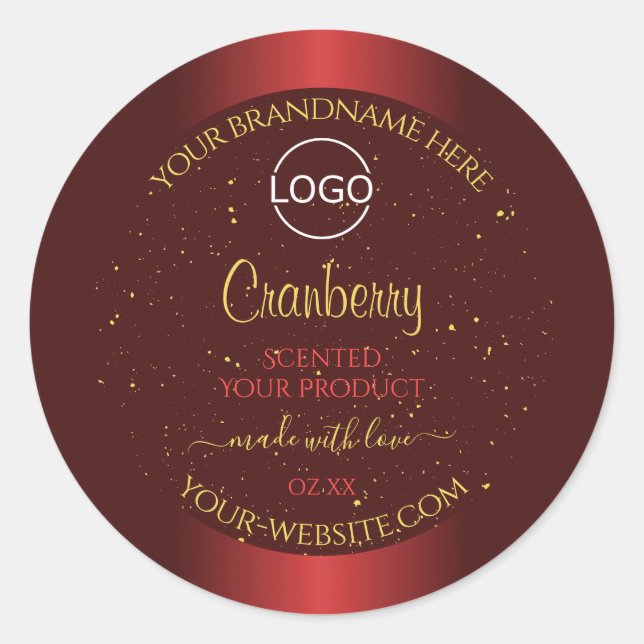 Outstanding Red Product Labels Gold Glitter Logo (Front)
