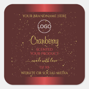 Outstanding Red Product Labels Gold Glitter Logo
