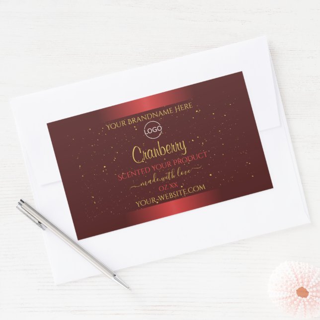 Outstanding Red Product Labels Gold Glitter Logo (Envelope)