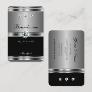 Outstanding Silver Black Sparkling Diamonds Modern Business Card