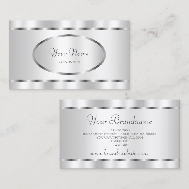 Outstanding Silver Effect Professional and Elegant Business Card (Front/Back)