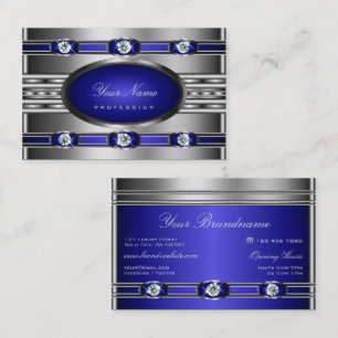 Outstanding Silver with Bue and Faux Rhinestones Business Card