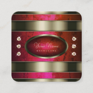 Outstanding Silver with Red Pink Gradient Marble  Square Business Card