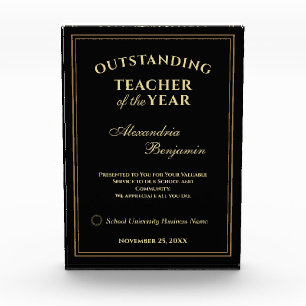 Outstanding Teacher of the Year Gold Personalise Photo Block