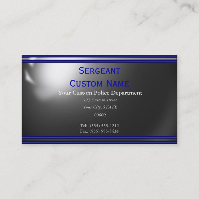 Outstanding Thin Blue Line Custom Business Cards (Front)