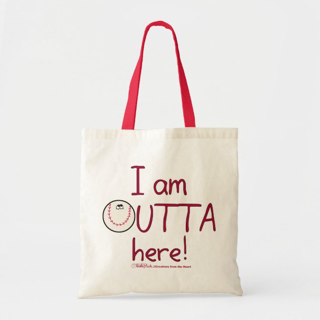 Outta Here! Baseball Character Tote Bag (Front)
