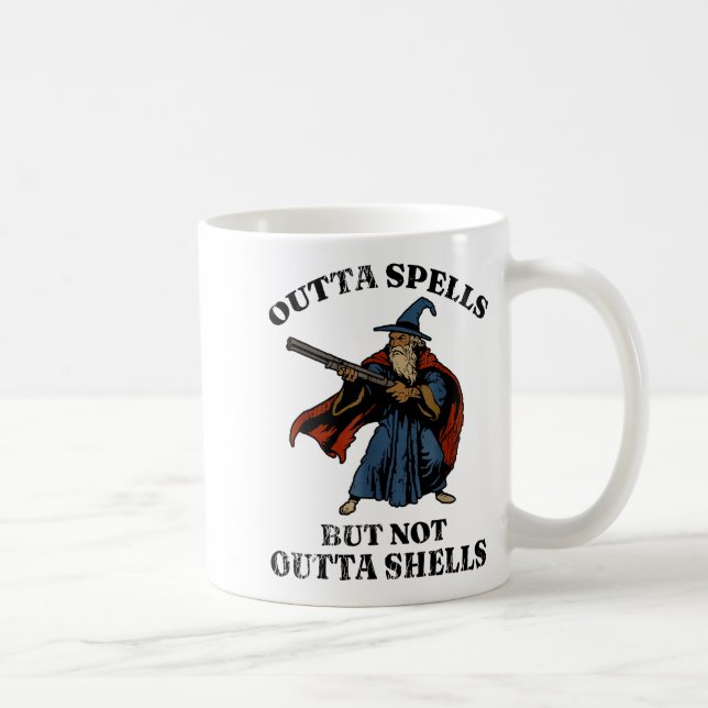 Outta Spells But Not Outta Shells Wizard Fantasy M Coffee Mug (Right)
