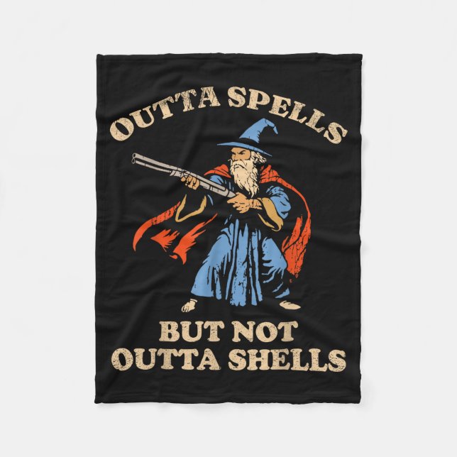 Outta Spells But Not Outta Shells Wizard Fantasy M Fleece Blanket (Front)