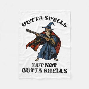 Outta Spells But Not Outta Shells Wizard Fantasy M Fleece Blanket
