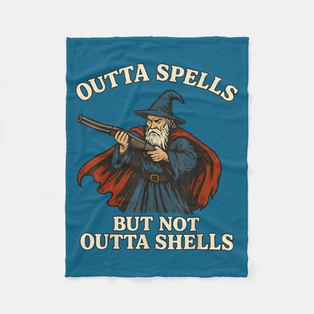 Outta Spells But Not Outta Shells Wizard Fantasy M Fleece Blanket (Front)