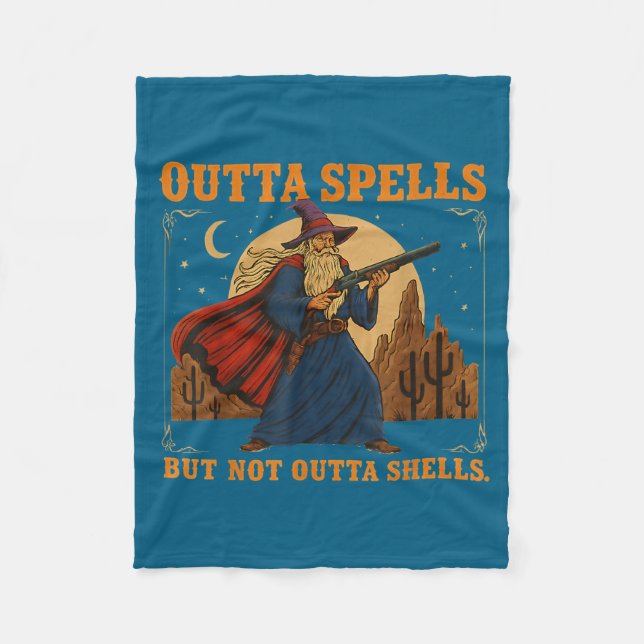 Outta Spells But Not Outta Shells Wizard Fantasy M Fleece Blanket (Front)