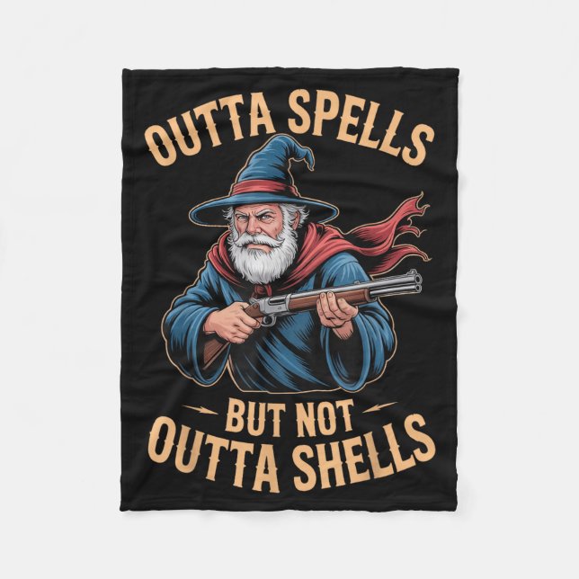 Outta Spells But Not Outta Shells Wizard Fantasy M Fleece Blanket (Front)