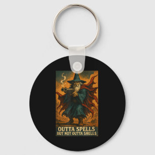 Outta Spells But Not Outta Shells Wizard Fantasy M Key Ring