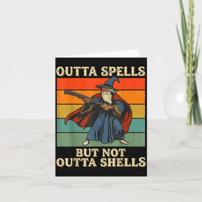 Outta Spells But Not Outta Shells Wizard Retro Fan Card (Front)