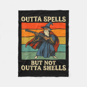 Outta Spells But Not Outta Shells Wizard Retro Fan Fleece Blanket