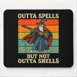 Outta Spells But Not Outta Shells Wizard Retro Fan Mouse Mat