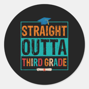 Outta Third Grade Summer Vacation Graduation Classic Round Sticker