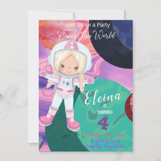 Outta This World 1 Birthday Invitation Card (Front)