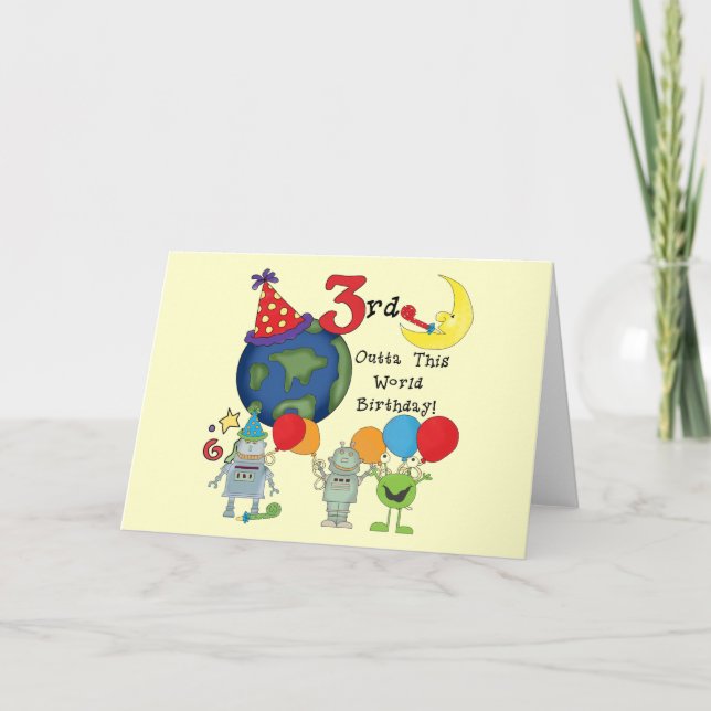Outta This World 3rd Birthday T-shirts and Gifts Card (Front)