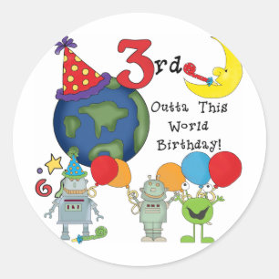 Outta This World 3rd Birthday T-shirts and Gifts Classic Round Sticker