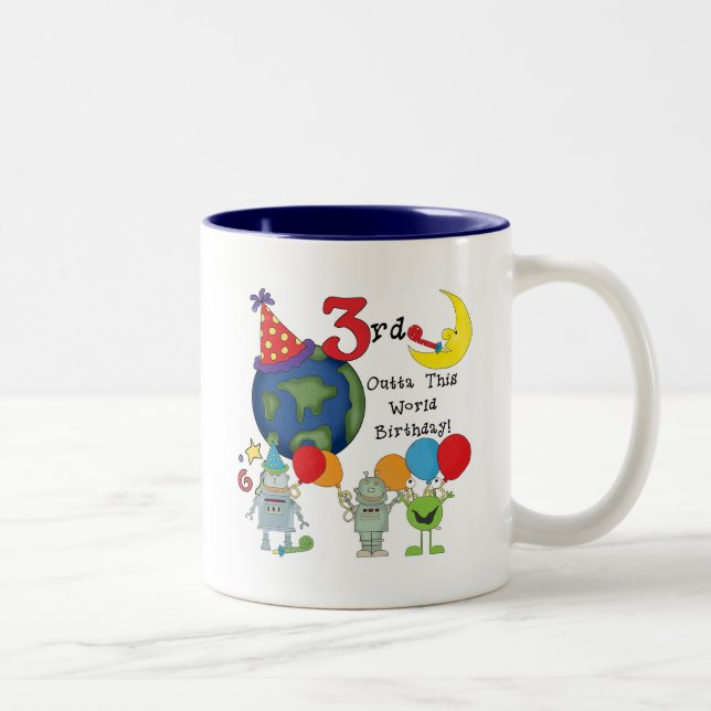 Outta This World 3rd Birthday T-shirts and Gifts Two-Tone Coffee Mug (Right)