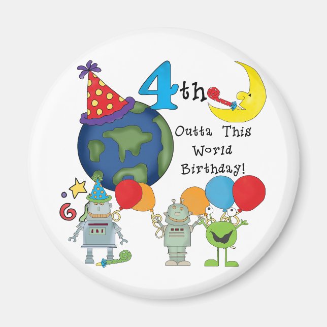 Outta This World 4th Birthday Tshirts and Gifts Magnet (Front)