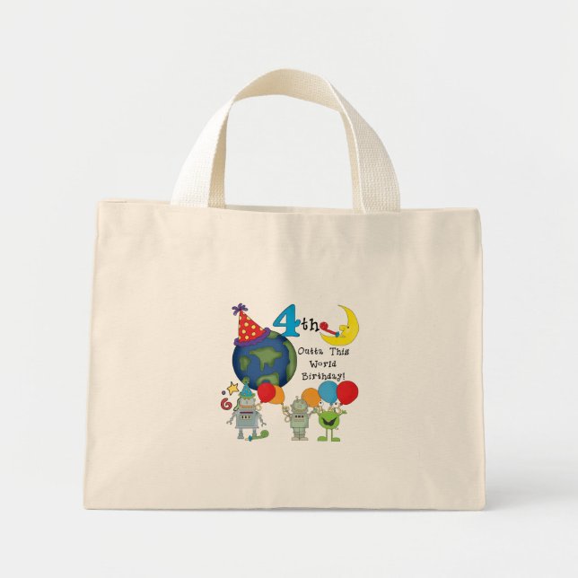 Outta This World 4th Birthday Tshirts and Gifts Mini Tote Bag (Front)